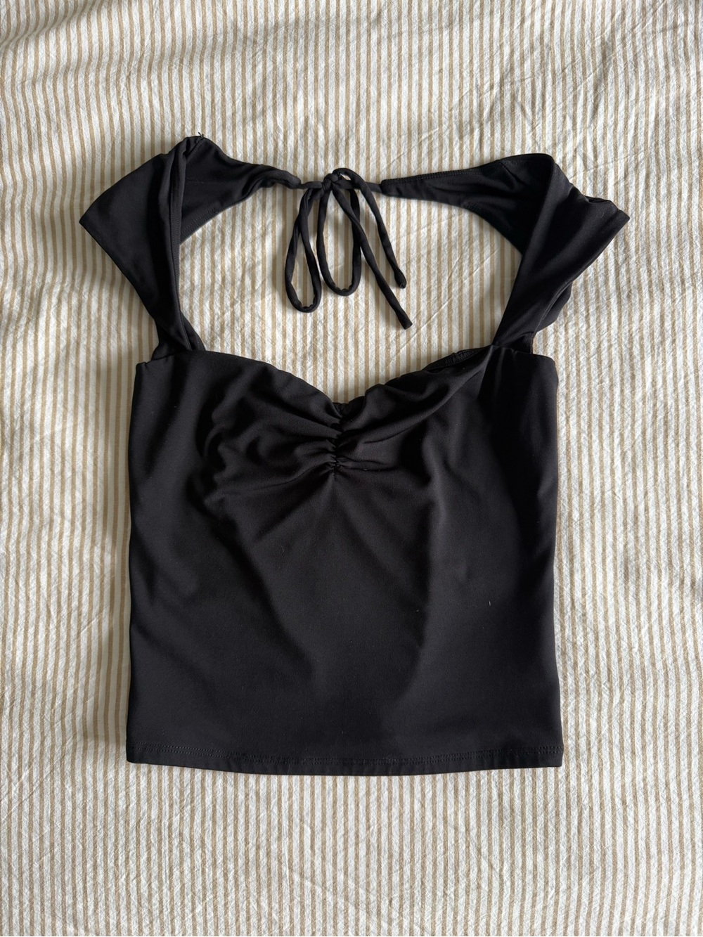 Black Tie-Back Square Neck Top
